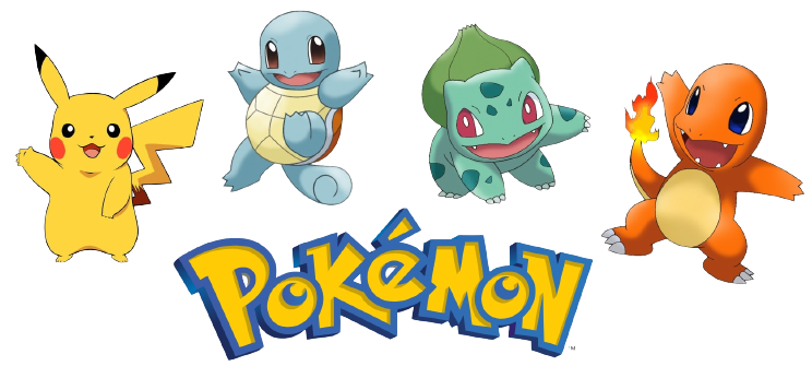 pokémon - pikachu,squirtle,bulbasaur and charmander